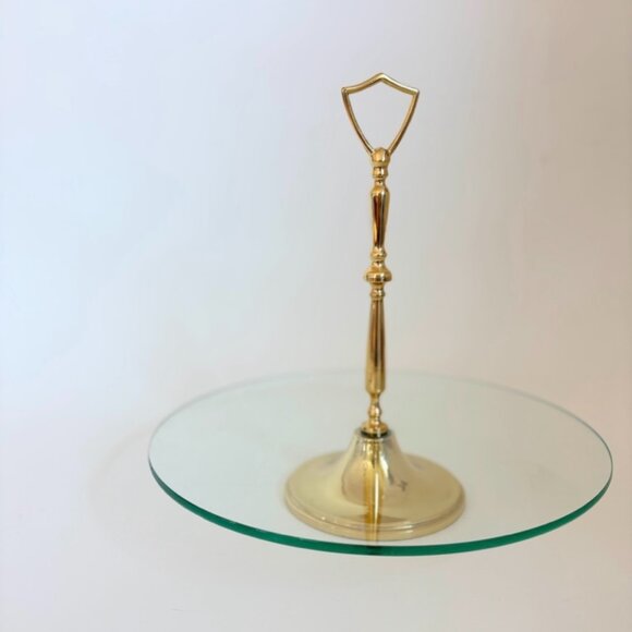 Other - Vintage Brass & Glass Cake Stand, Cupcake Stand, Cookie Display
